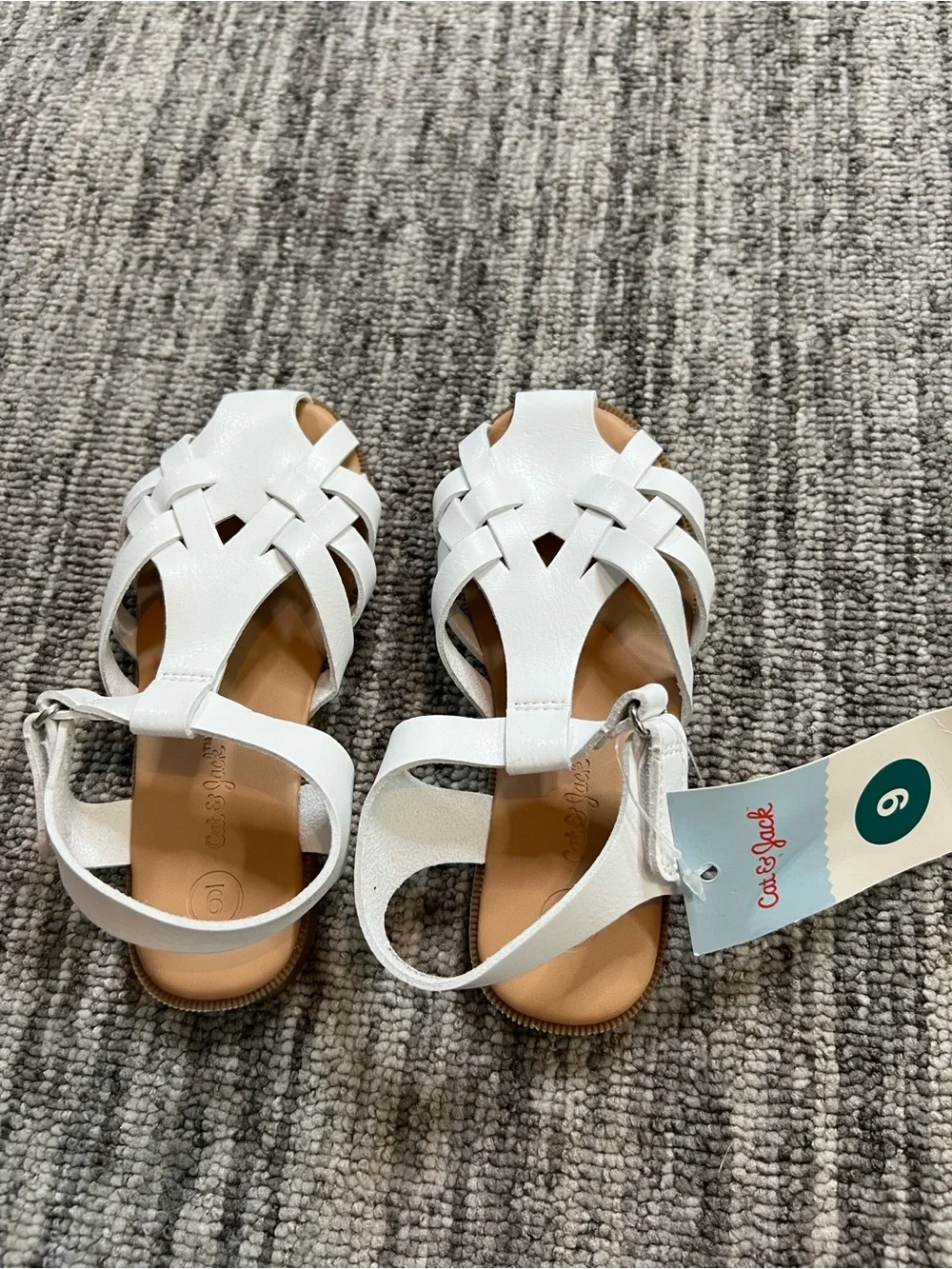Cat & Jack White Girls' Woven T-Strap Sandals